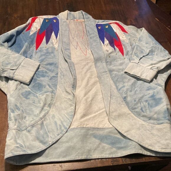 Vintage 80’s-90’s Handmade Denim Patch Jacket Shoulder Pads Pat Hardison pockets - Picture 10 of 15